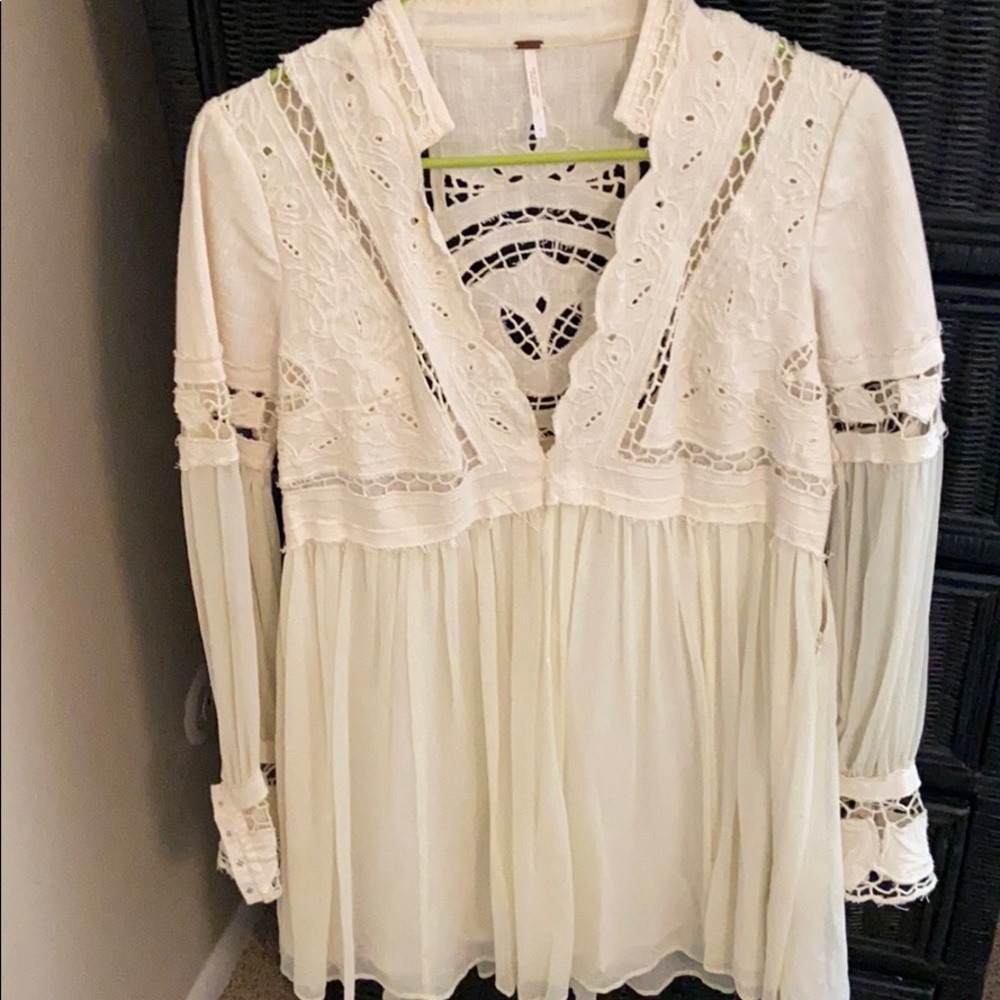 Free People Cream Mini Dress